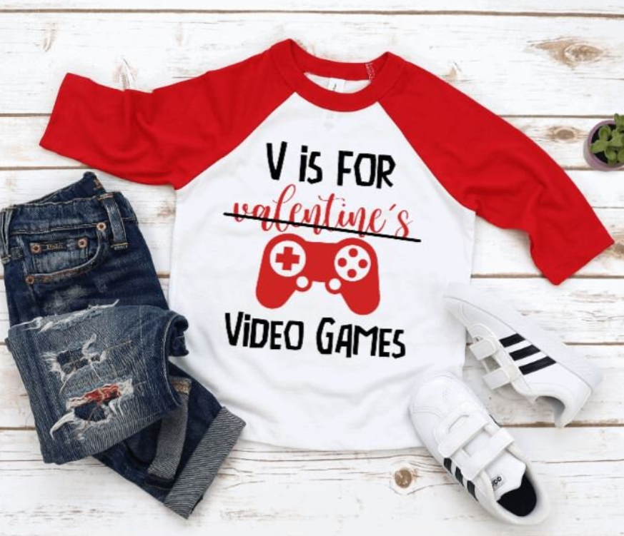 V is for Video Games Valentines Youth/Toddler shirt