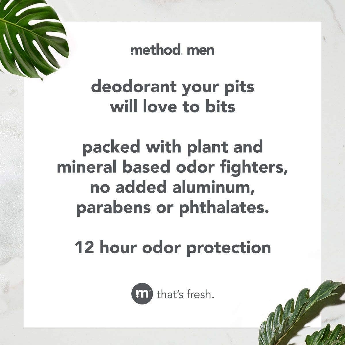 Method Men Aluminum Free Deodorant Stick, Juniper + Sage, 2.65 oz