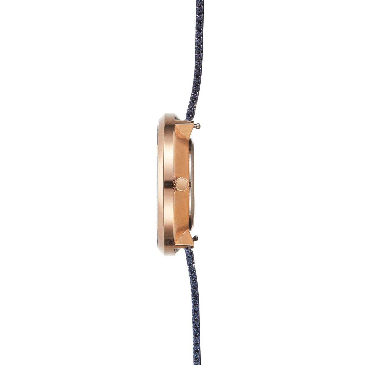 Rose Gold & Blue flower Blossom two-tone quartz mesh watch