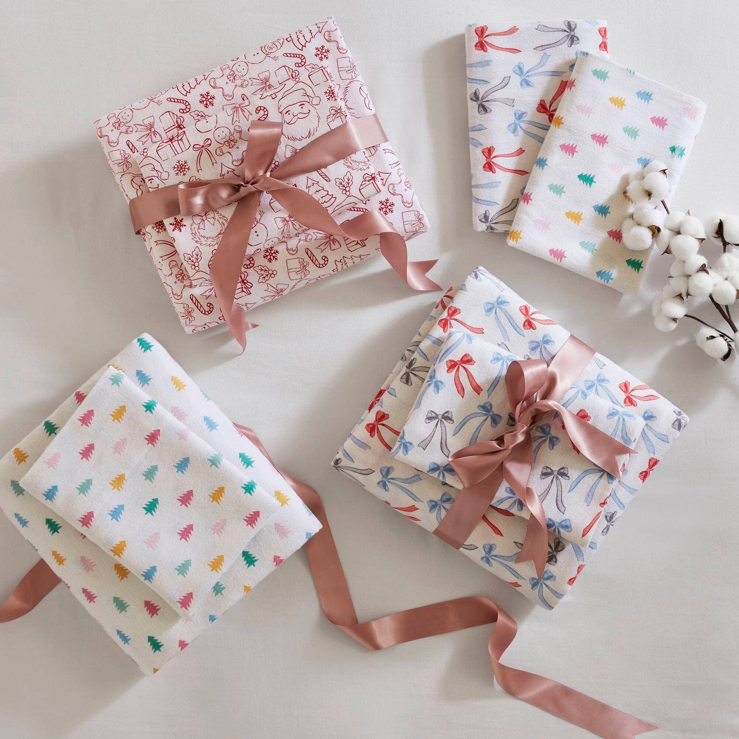 Happy Bows Insipred Cotton Flannel Kids Sheet Set