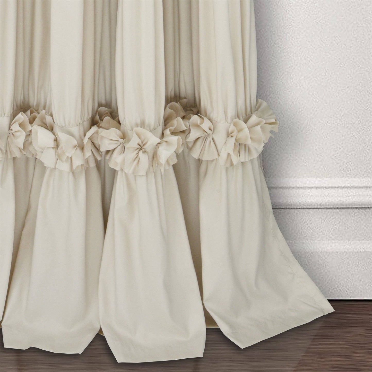 HIG Farmhouse Ruffle Window Curtains with Blackout Liner