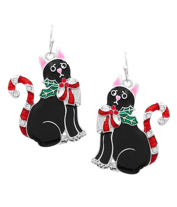 ( H531 ) CHRISTMAS THEME EPOXY EARRING - CAT