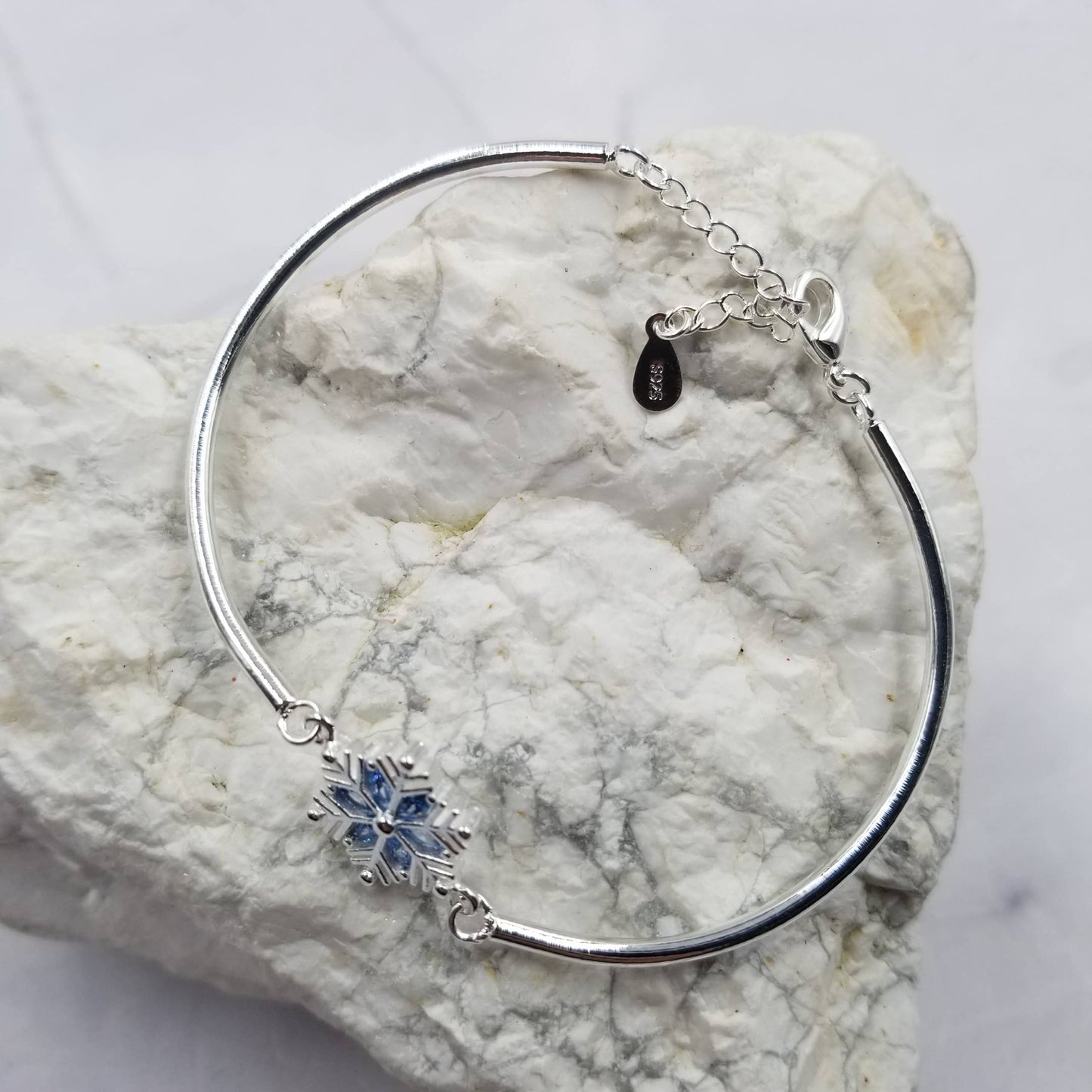 Sparkle Blue Crystal Snowflake Christmas Bracelet