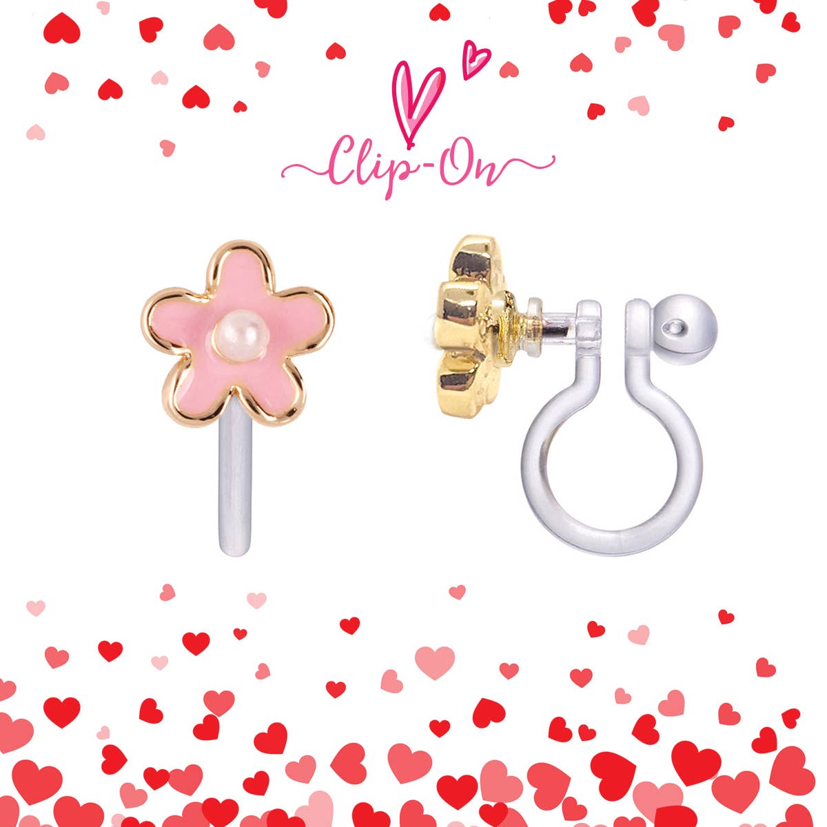 CLIP ON Cutie Earrings | Pink Fancy Flower