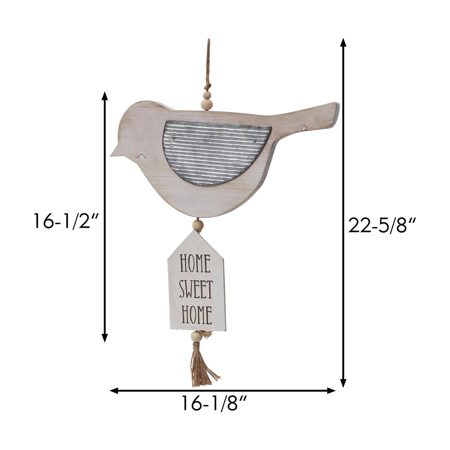 PARISLOFT Wood Galvanized Metal Bird Sign
