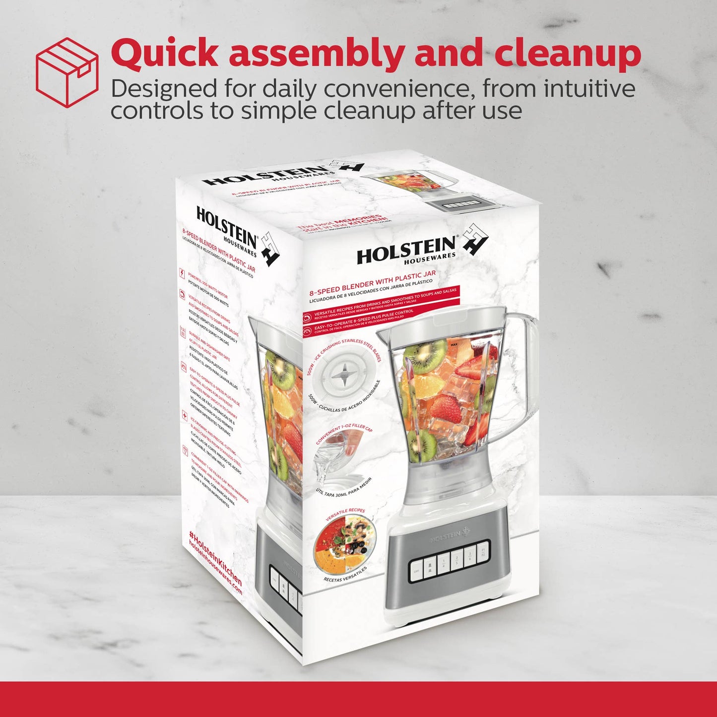 8-SPEED BLENDER WITH PLASTIC JAR WHITE - SINGLE UNITS