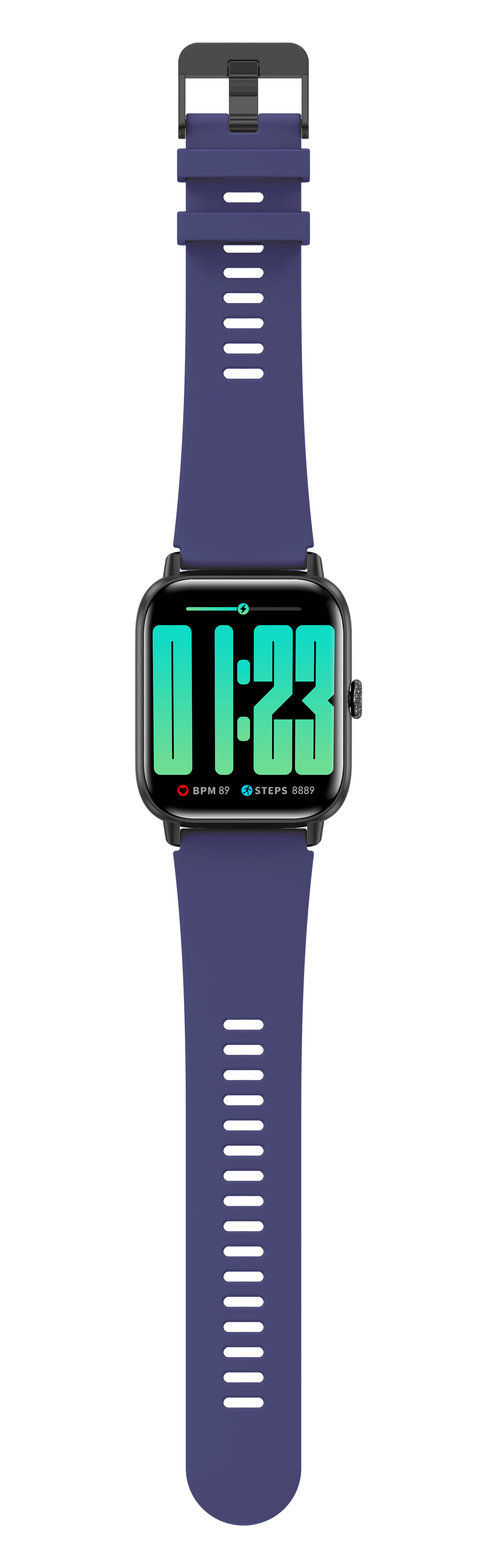 Smart Rectangle blue silicon watch works w/Android & Apple