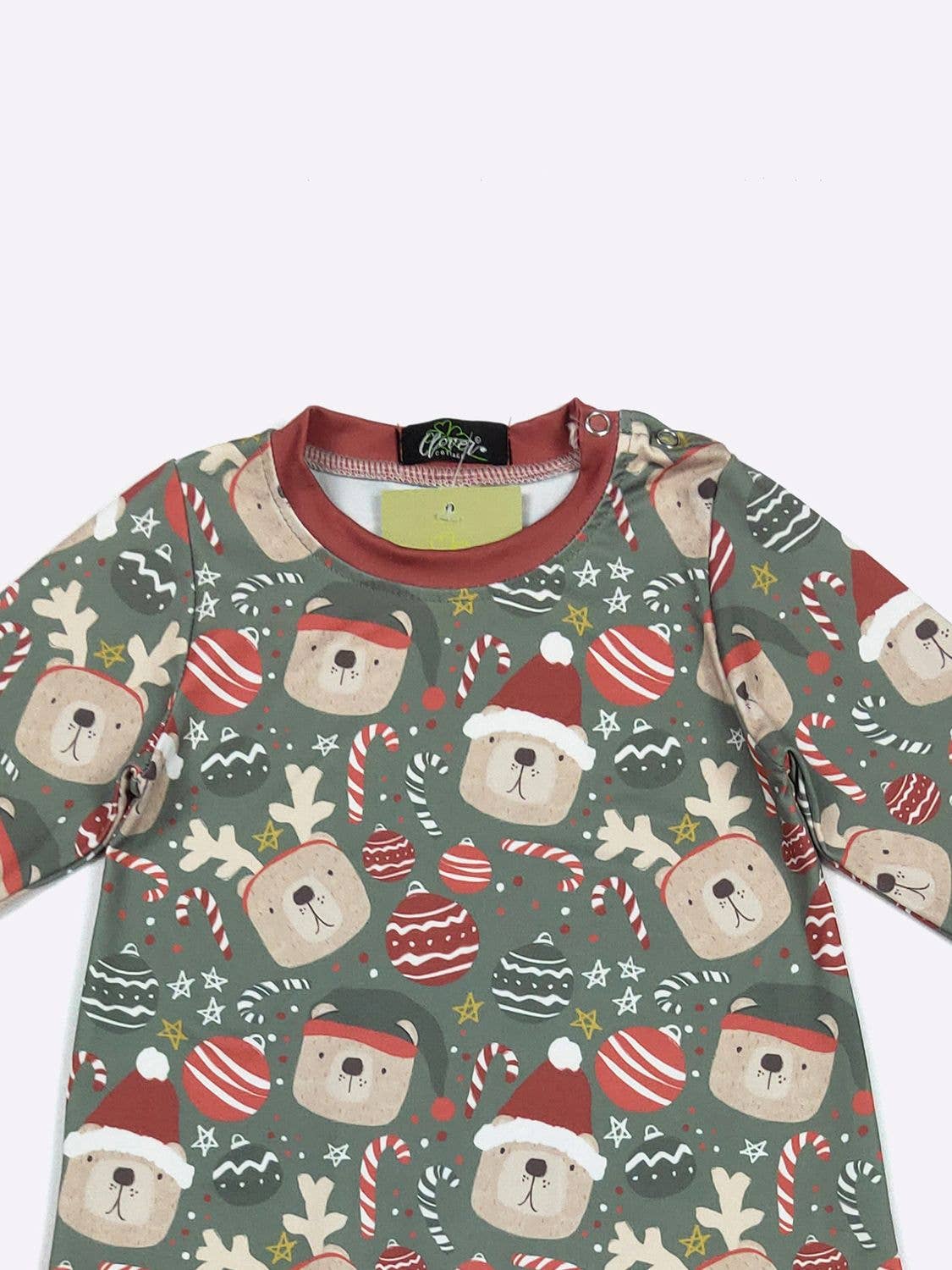 Candy Cane Bear Boy Romper