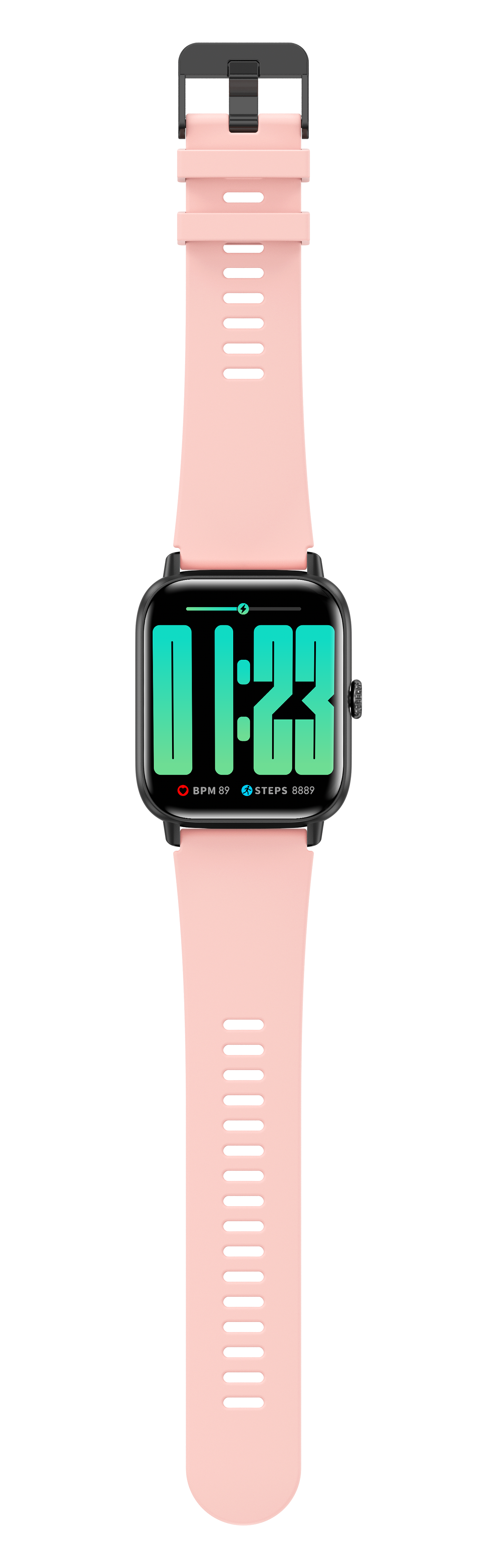 Smart Rectangle Pink silicon watch works w/Android & Apple