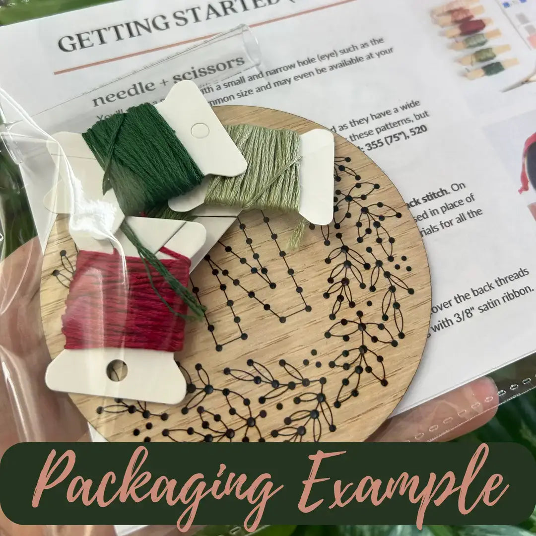 Set of 3 Christmas Wreath Ornament DIY Embroidery Kit