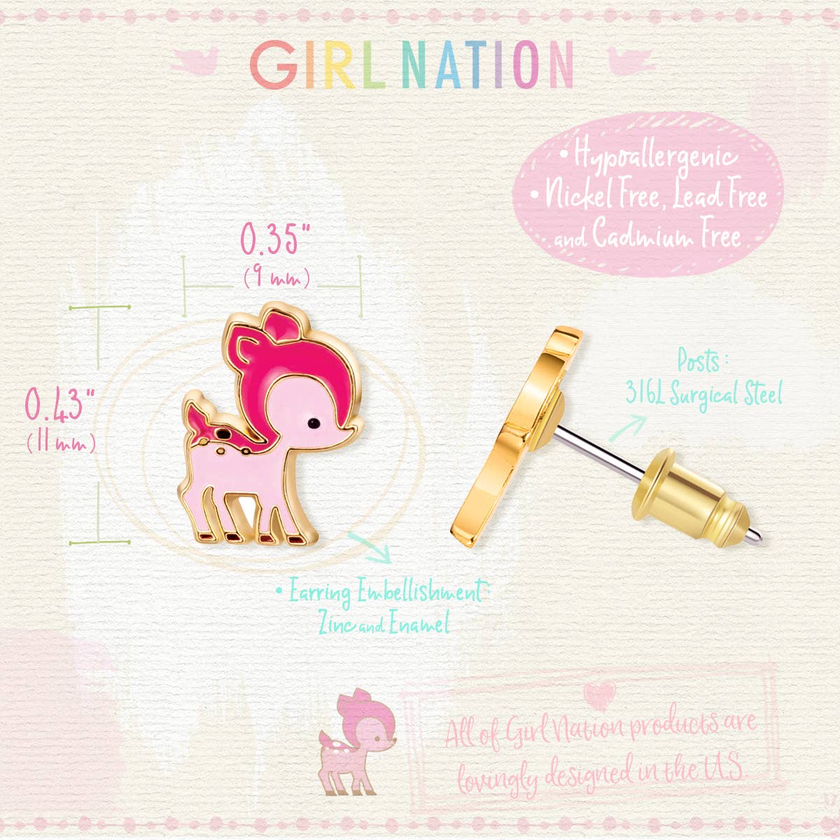 Darling Deer | Cutie Stud Earrings for Girls