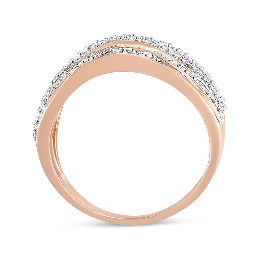 Rose Gold Over Silver Diamond Accent Crossover Ring