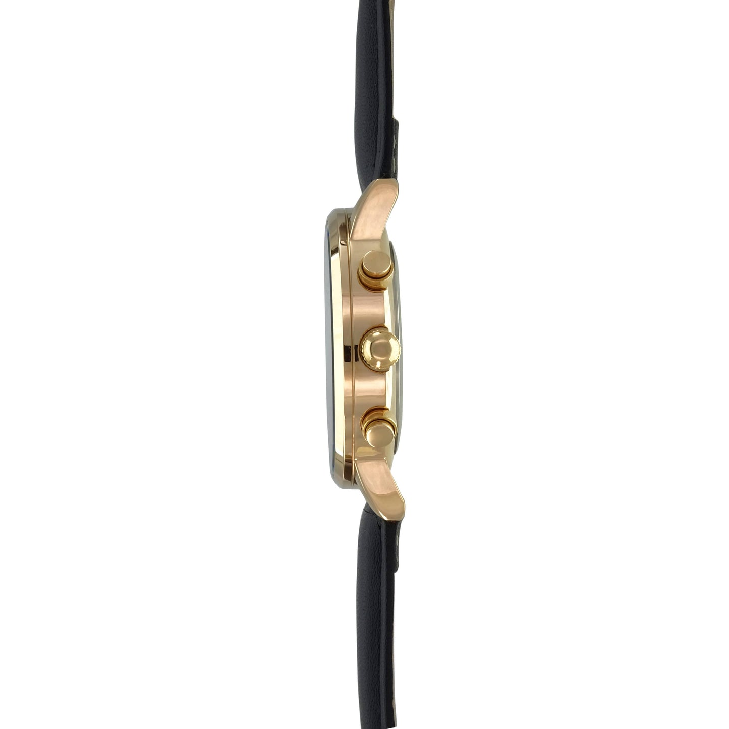 Men's rose gold tone chronograph watch & leather strap