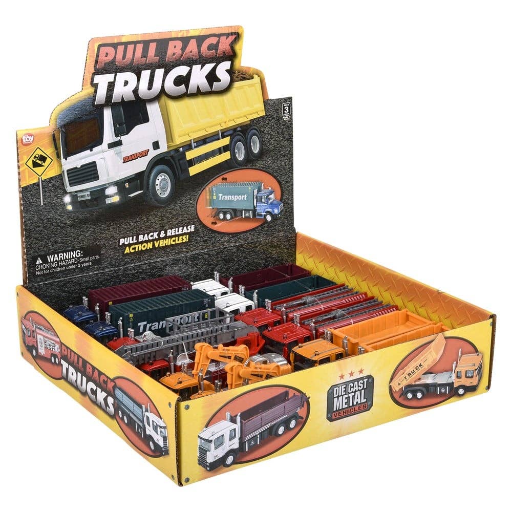 6" DIE-CAST PULL BACK TRUCK ASSORTMENT LLB Car Toys
