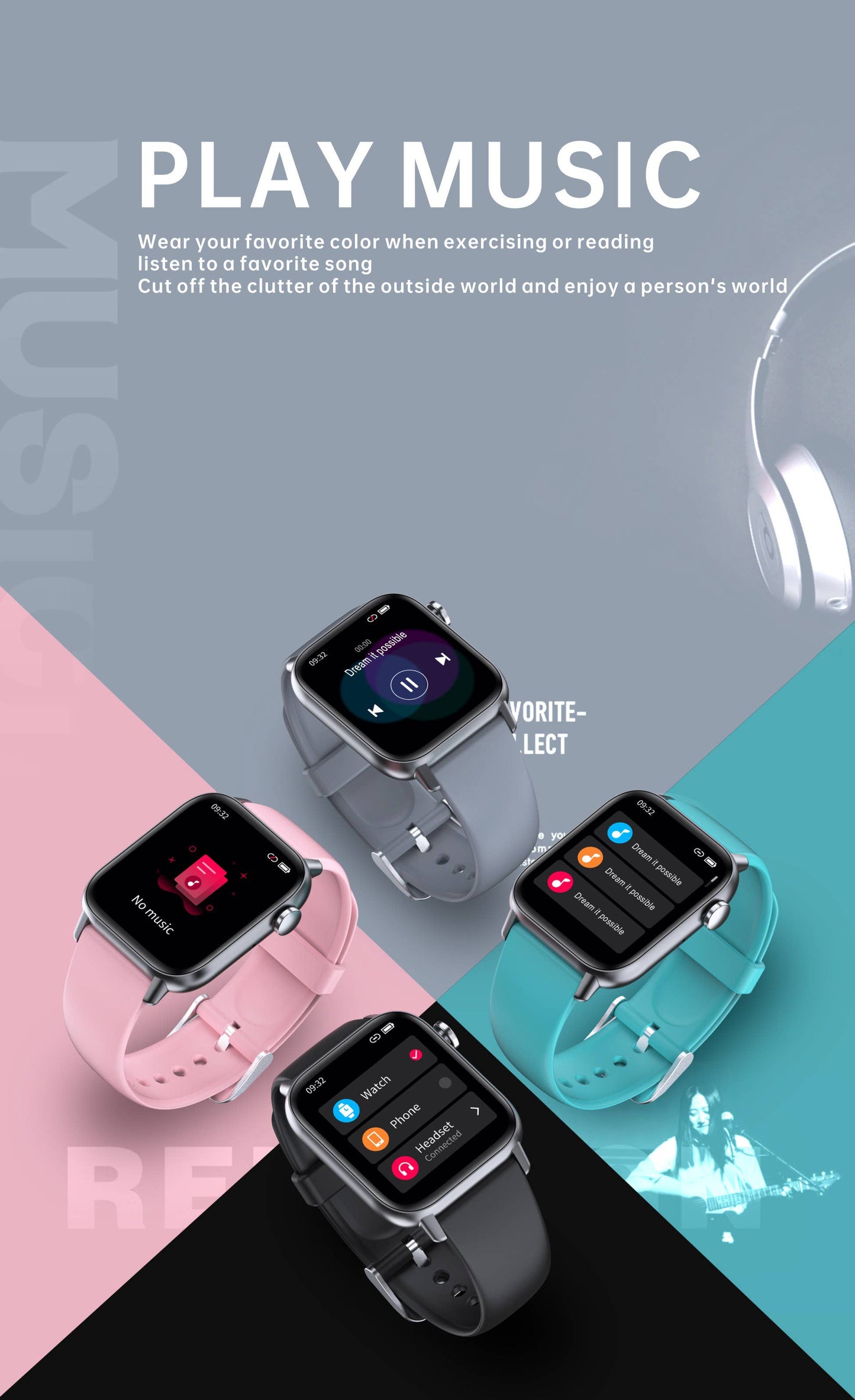 Smart Rectangle grey silicon watch works w/ Android & Apple