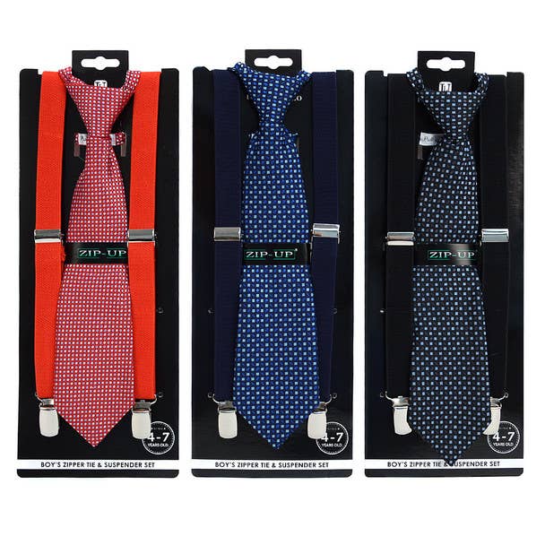 Boy's (4~7 years) Zipper Tie & Suspender Set