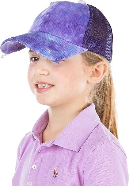 Kids Criss Cross Ponycap - Tie Dye - Purple