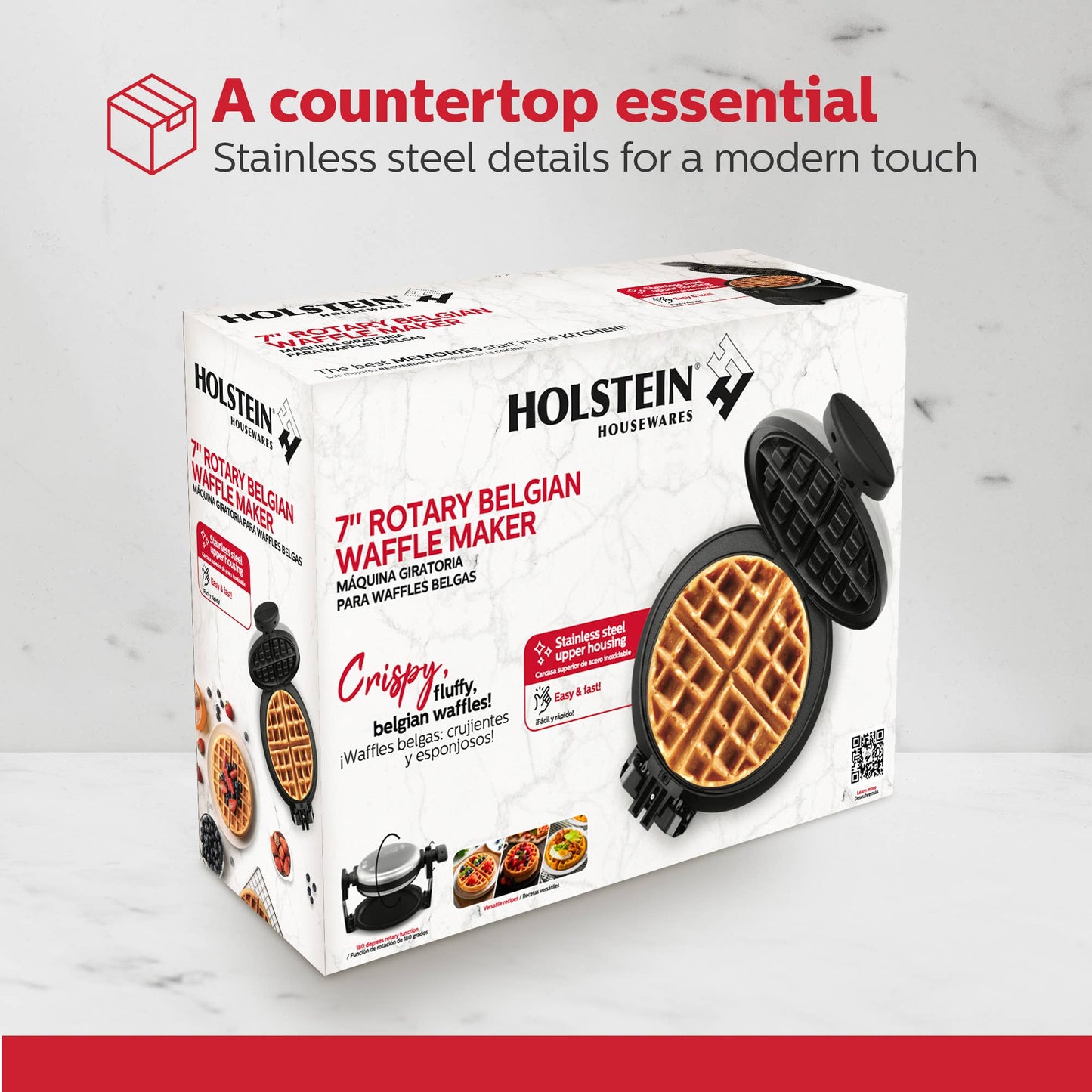 7" Rotary Belgian Waffle Maker Stainless Steel - Individual