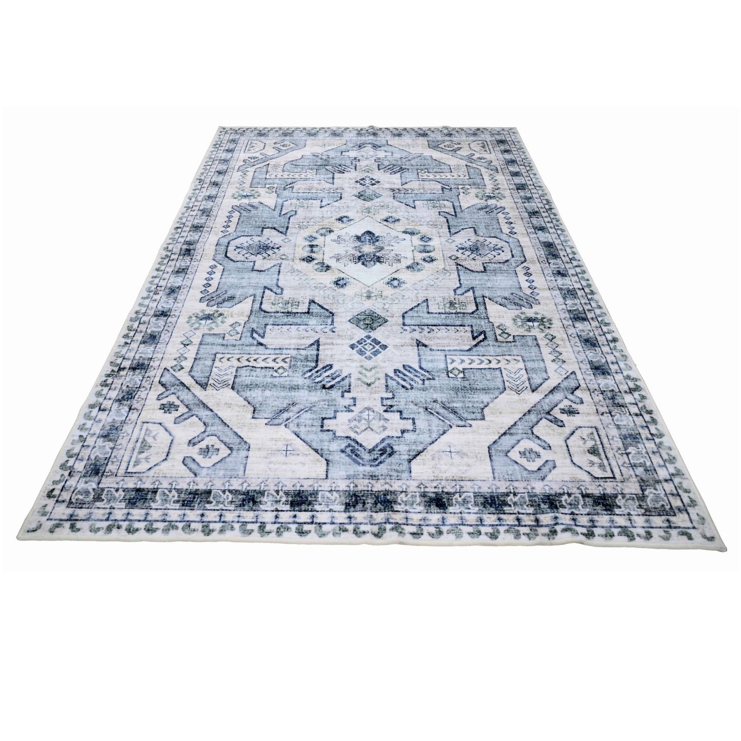 Bibb Home Washable Flannel Printed Accent Rug with Latex Bac