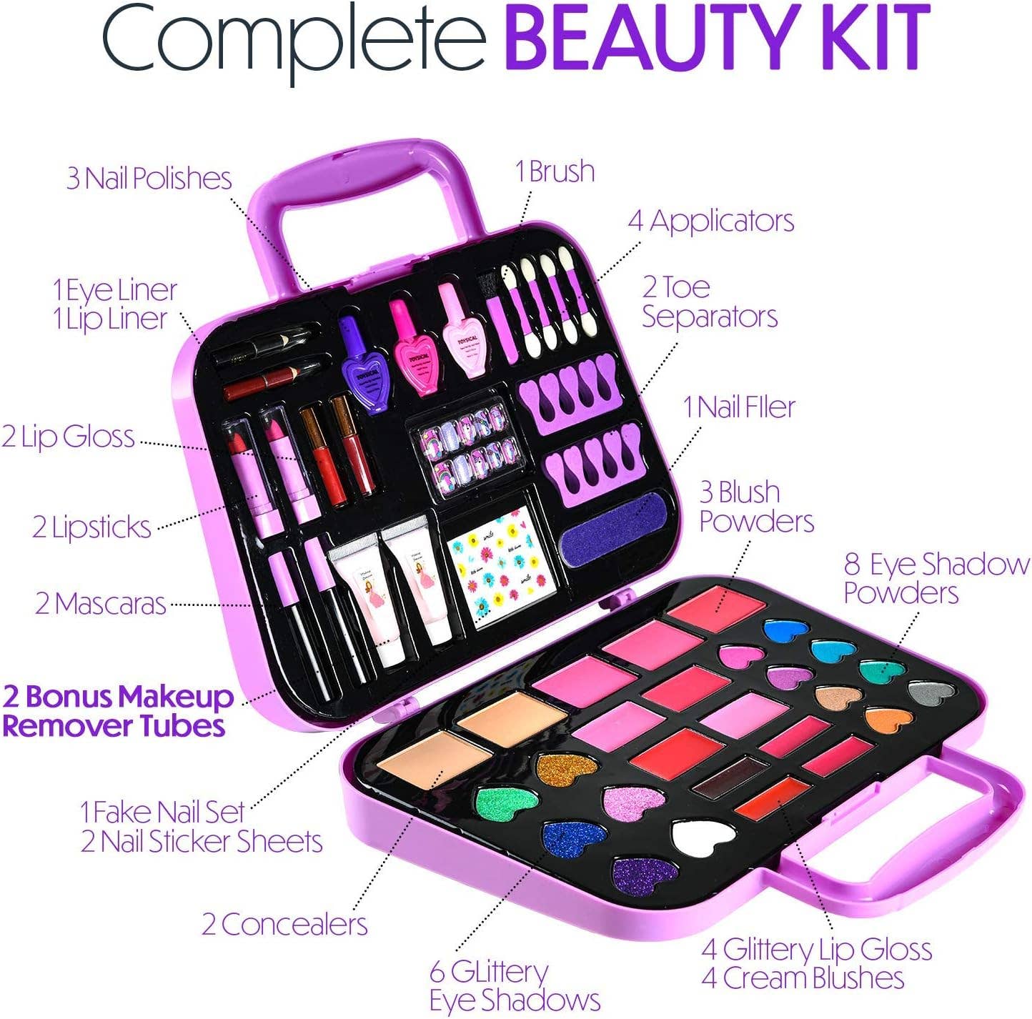 51 PCS Pretend Makeup Set for Kids, Real Non-Toxic Toys