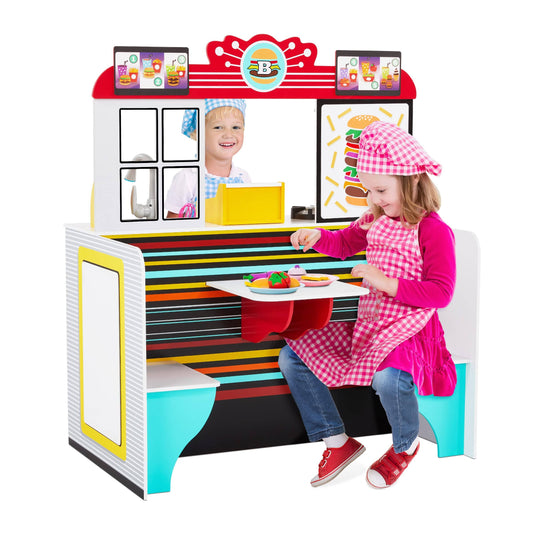 Double-Sided Kids Restaurant Playset, Diner Play Pretend Set