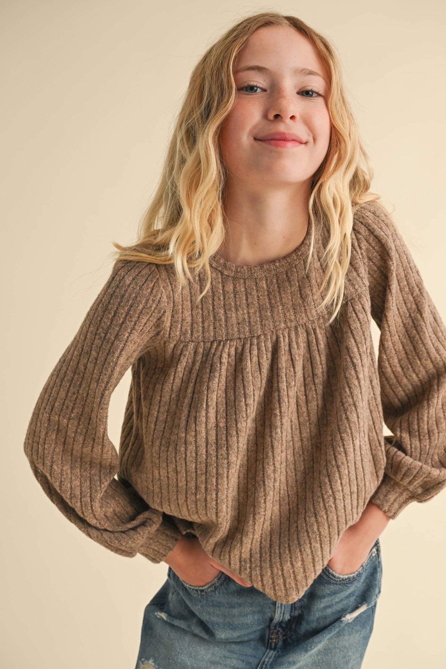 TWEEN GIRLS KIDS CREW NECK L/S BABYDOLL SWEATSHIRT (7-14)