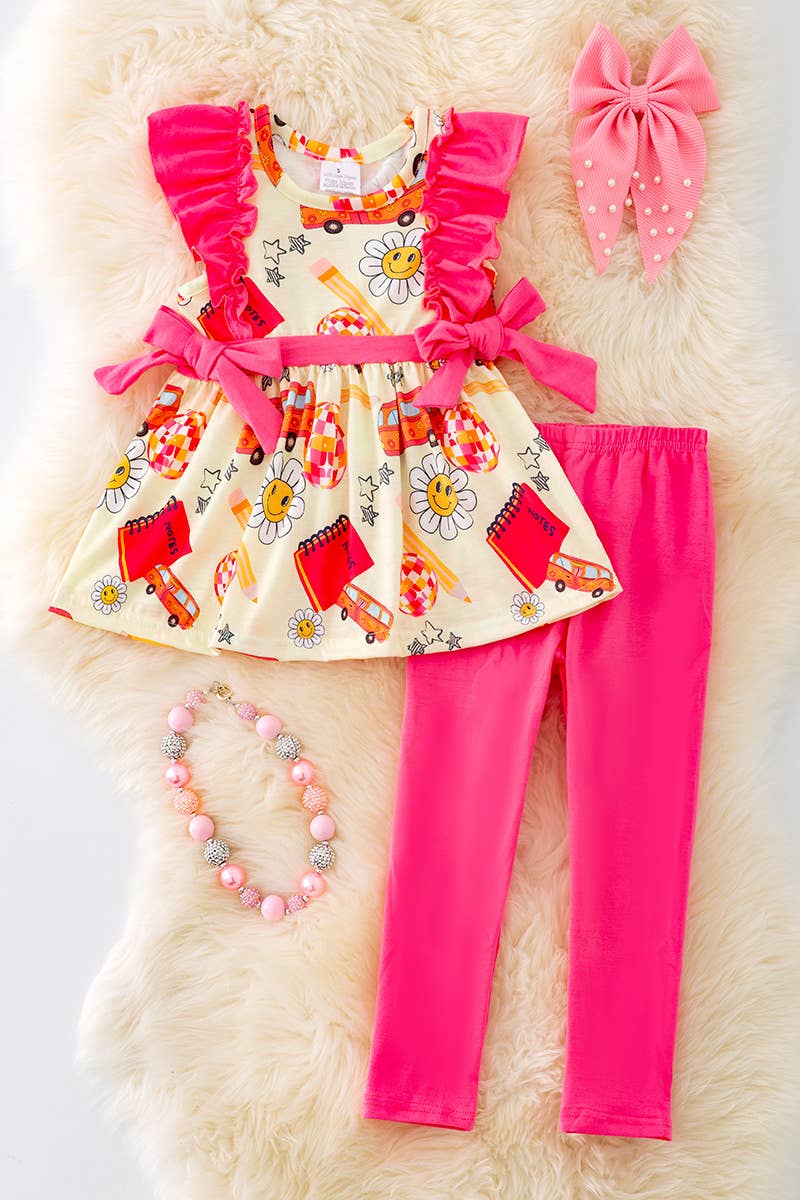BACK TO SCHOOL DISCO BALL W/HOT PINK RUFFLE TRIM