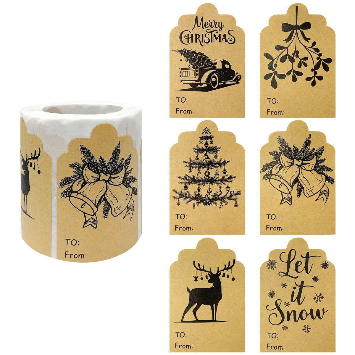Wrapables Christmas Holiday Gift Tag Stickers and Labels
