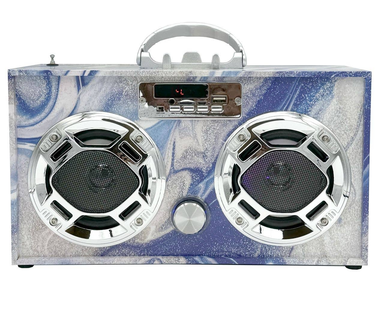 Blue Swirl Wireless Boombox & FM Radio
