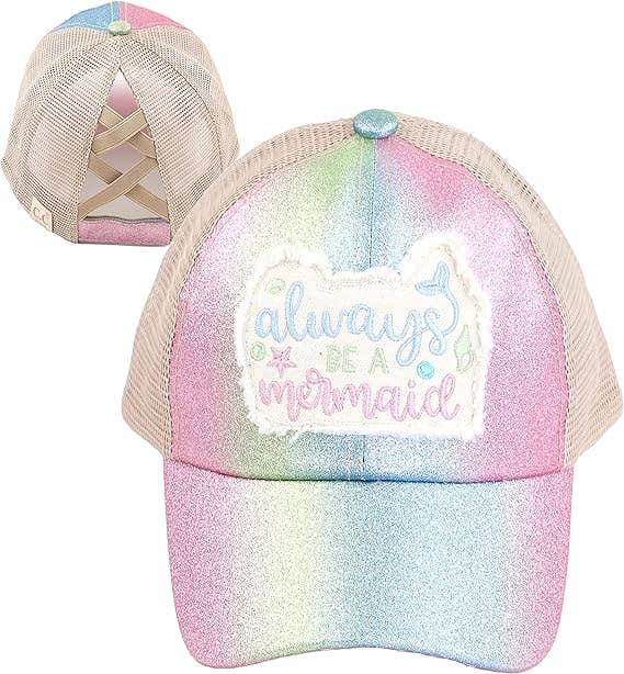 Kids Criss Cross Ponycap - Always Be a Mermaid - Glitter