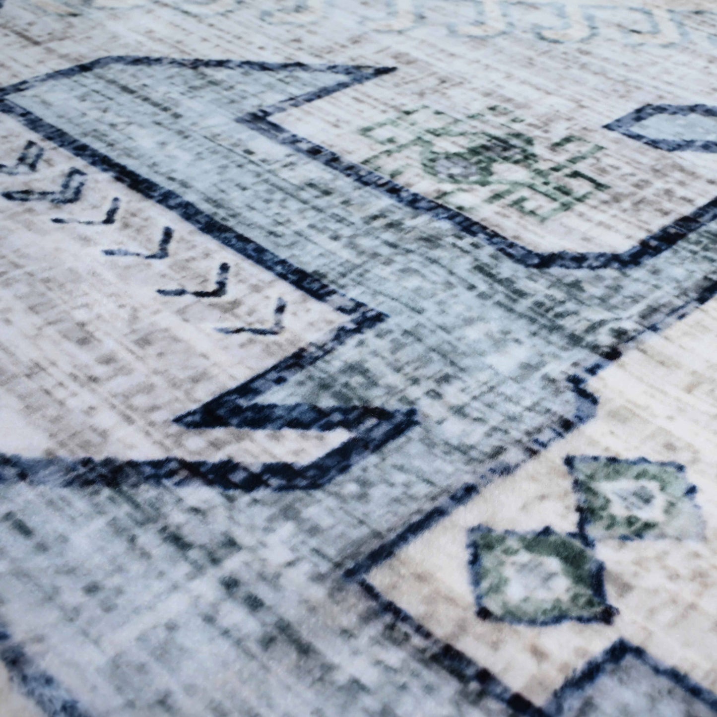 Bibb Home Washable Flannel Printed Accent Rug with Latex Bac