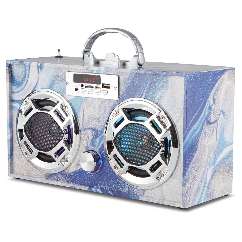 Blue Swirl Wireless Boombox & FM Radio