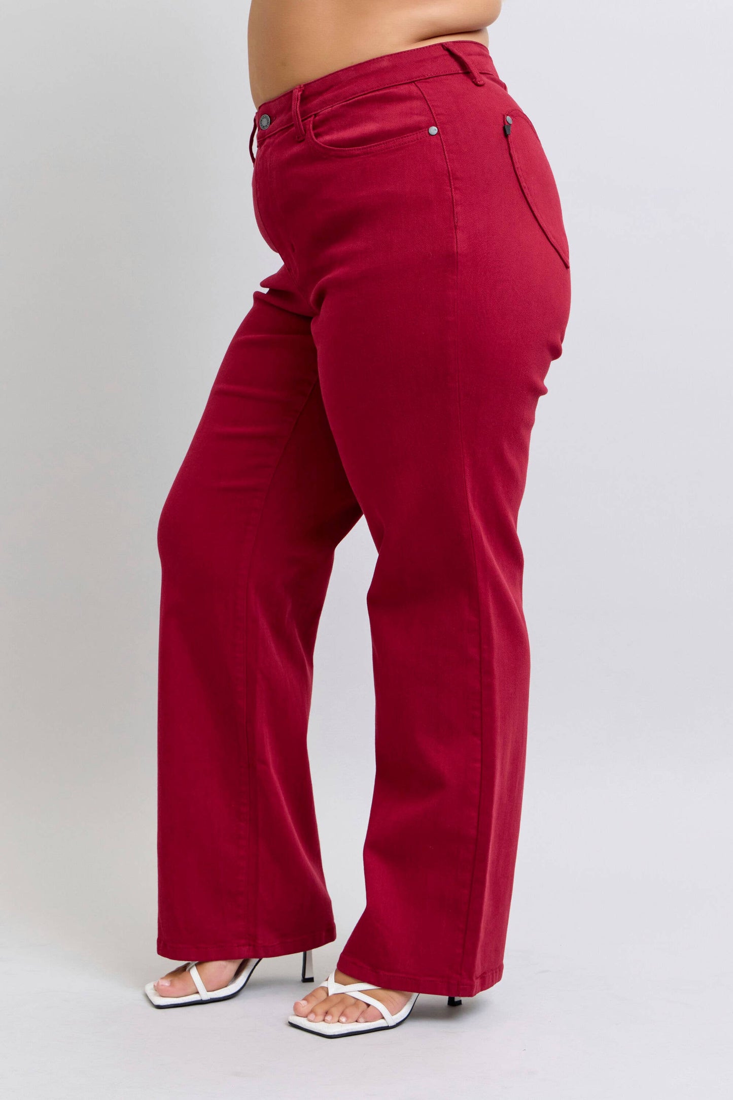 Heart Shaped Back Pockets High Waisted 90's Straight- PLUS