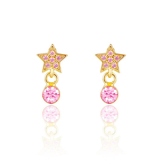 Little Luxe Drop Earrings | Star with Pink Cubic Zirconia