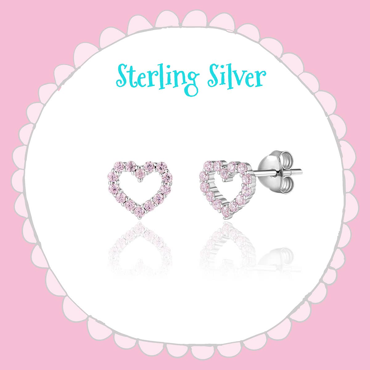 Heart Earrings for Girls | 925 Sterling Silver | Pink CZ