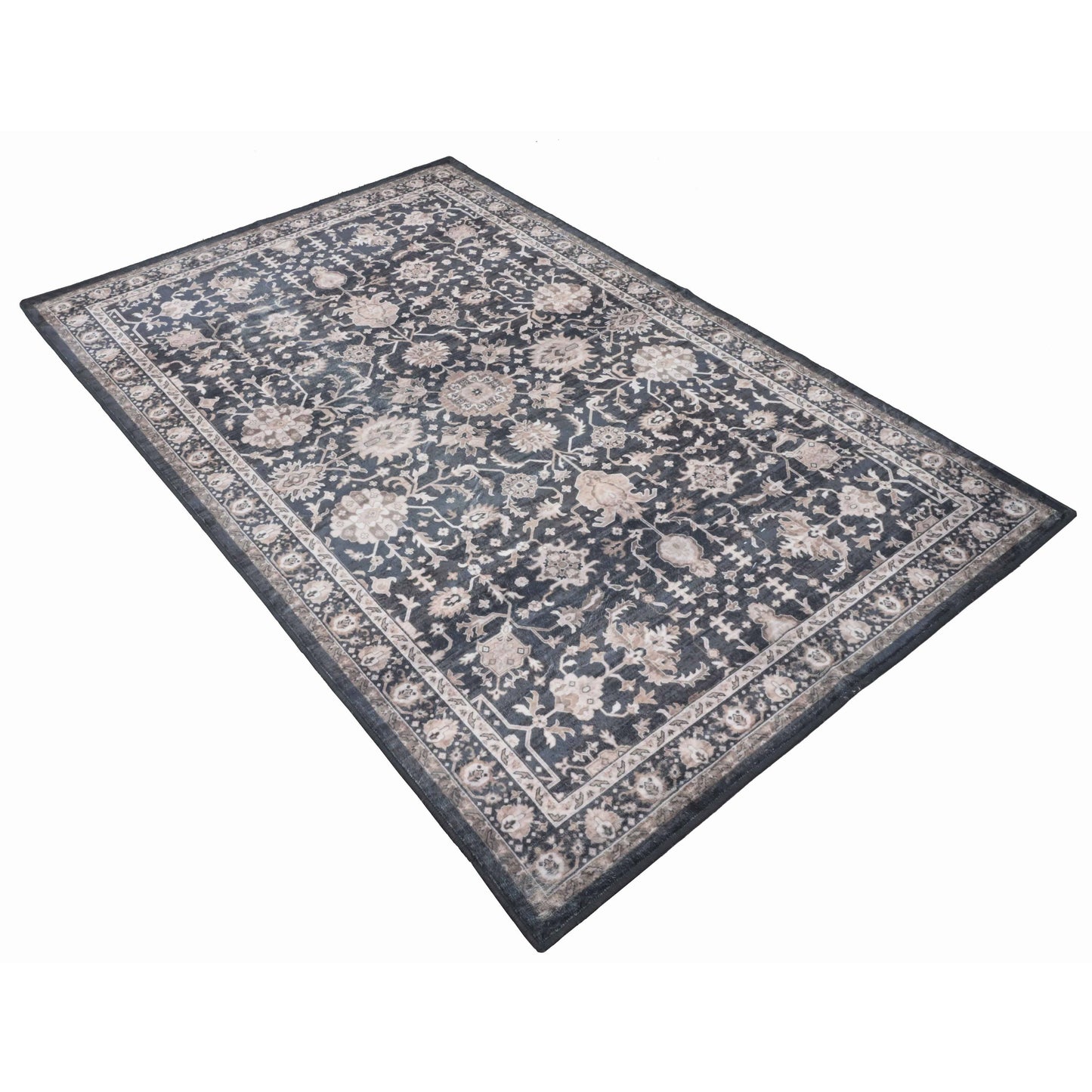 Bibb Home Washable Flannel Printed Accent Rug with Latex Bac