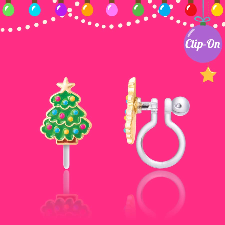 CLIP ON Earrings | Happy Christmas Tree | Christmas