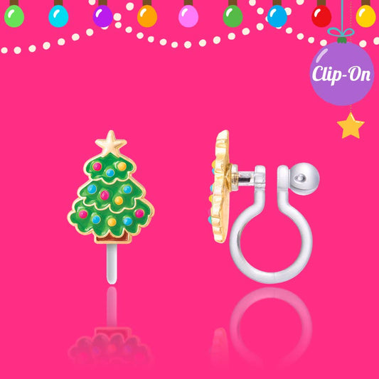 CLIP ON Earrings | Happy Christmas Tree | Christmas