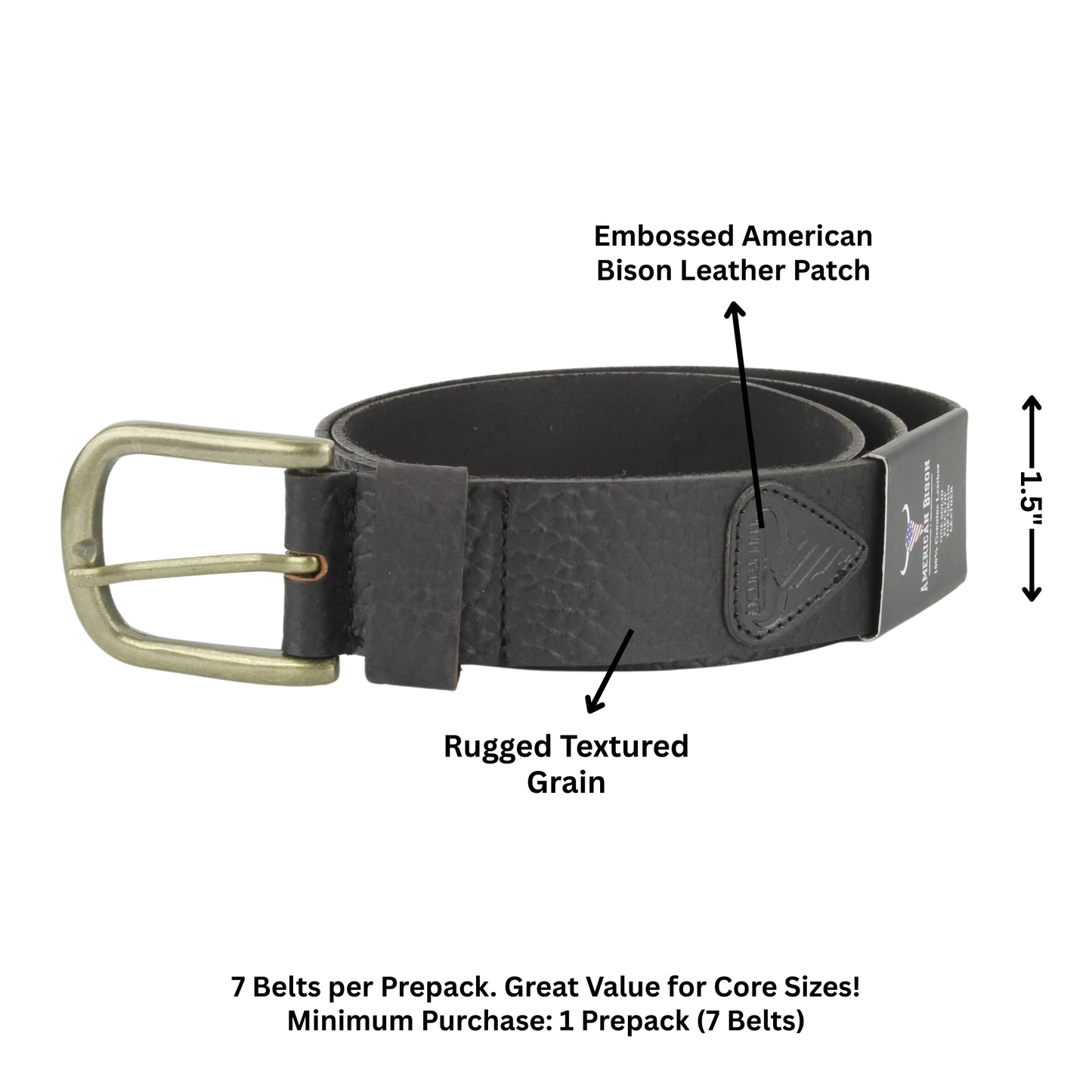 Distressed Grain Leather Belt with Embossed Patch ABB 023