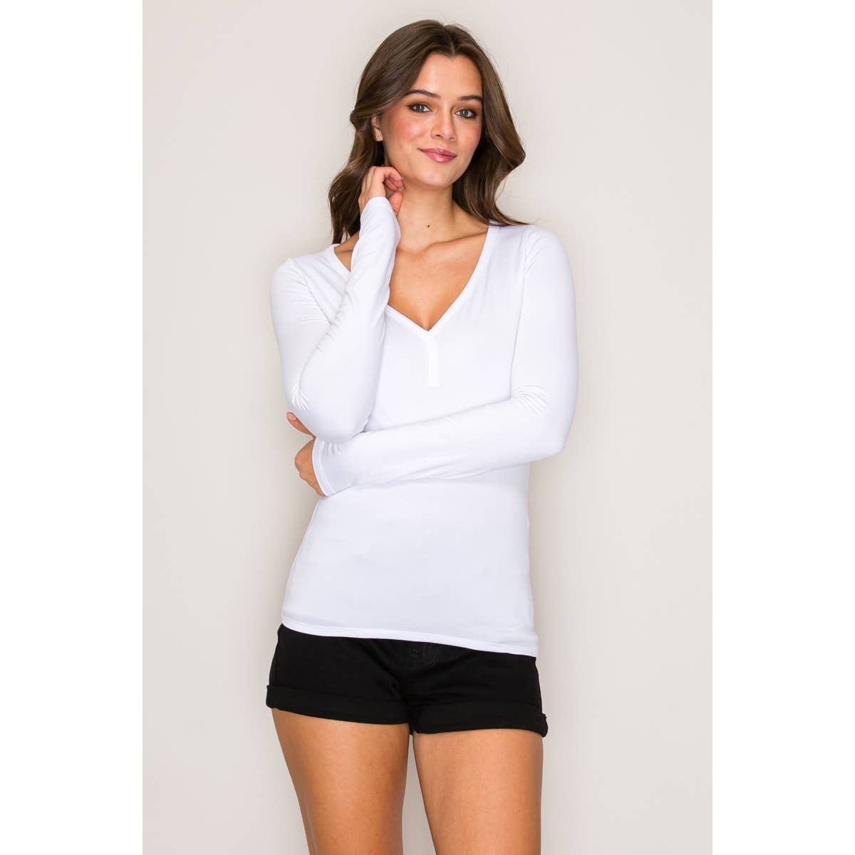 V-Neck Long Sleeve Henley