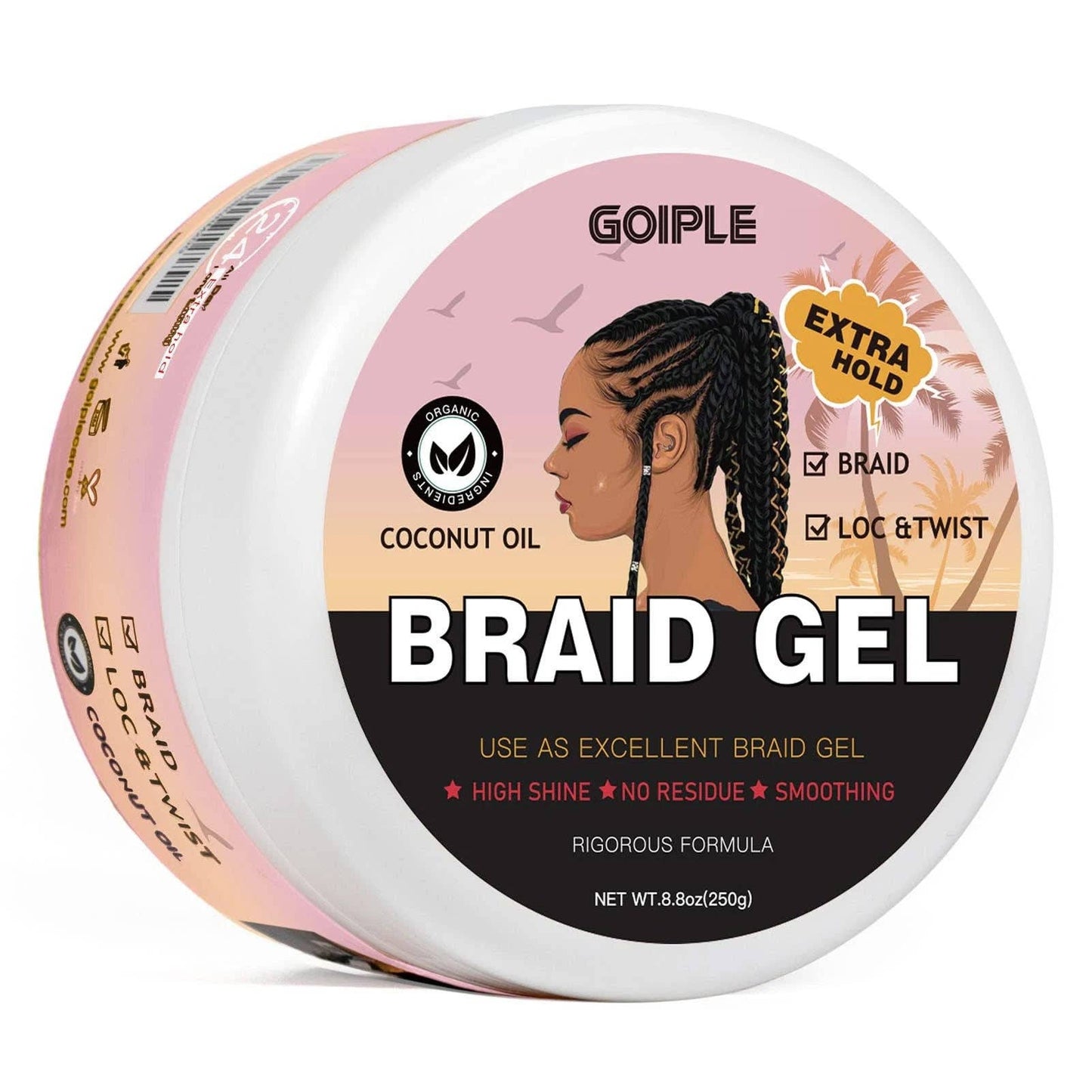 Goiple Strong Braid Gel Good,Twist & Locs Strawberry 8.8oz