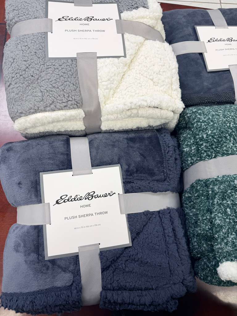 EDDIE BAUER Sherpa Flannel Fleece Throw Blanket - 60x70”