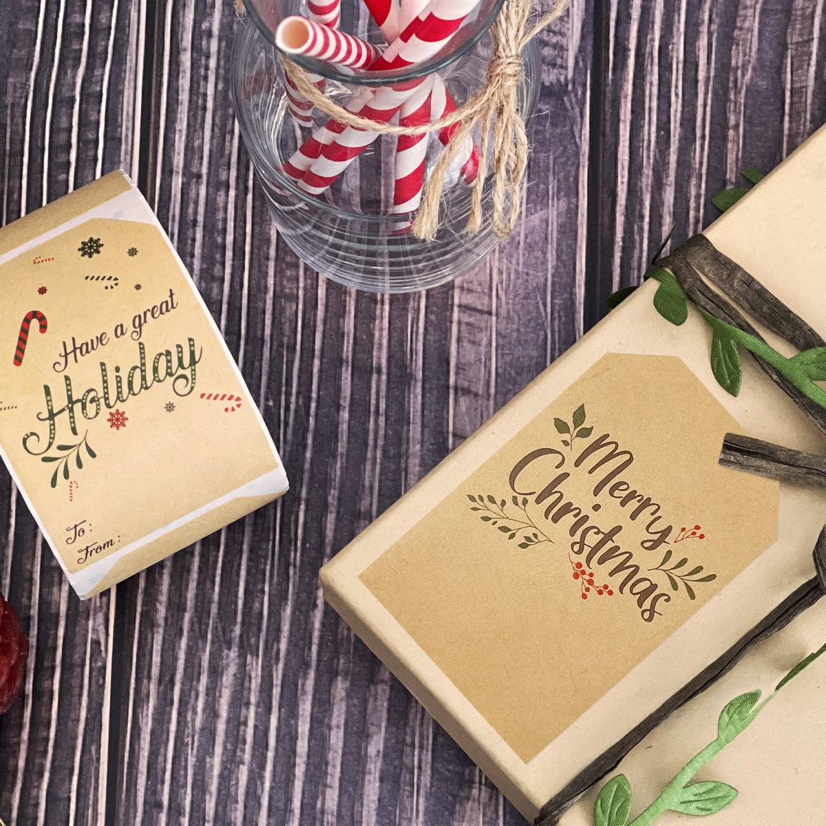 Wrapables Christmas Holiday Gift Tag Stickers and Labels