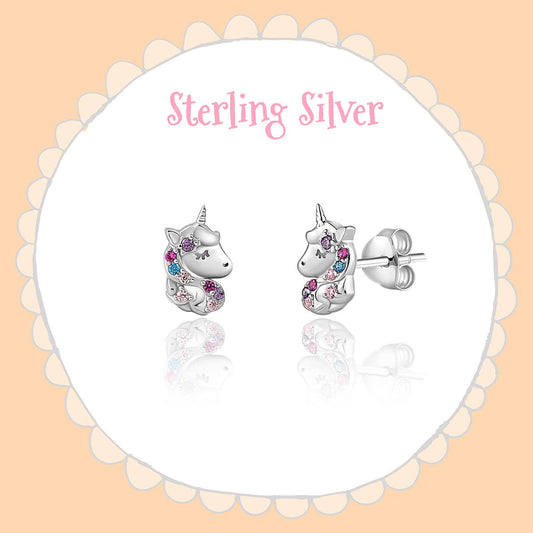 Unicorn Earrings | 925 Sterling Silver | Multi-Colored CZ