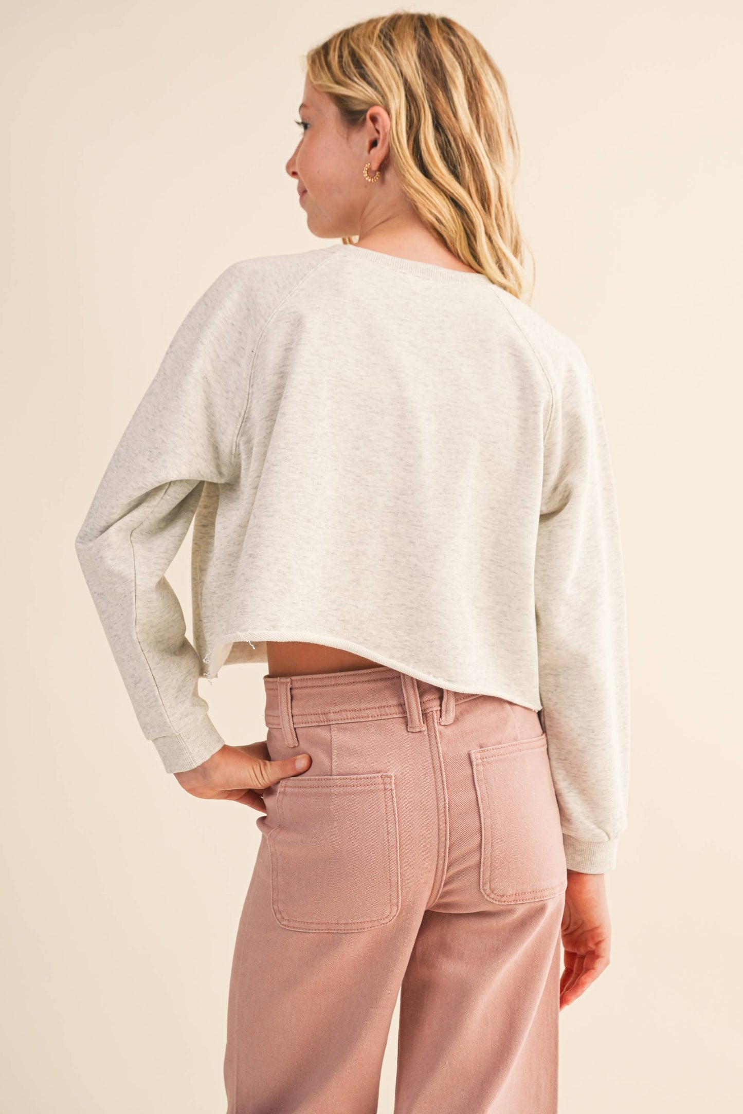 TWEEN KIDS GIRLS CROPPED RAGLAN SWEATSHIRT (7-14)