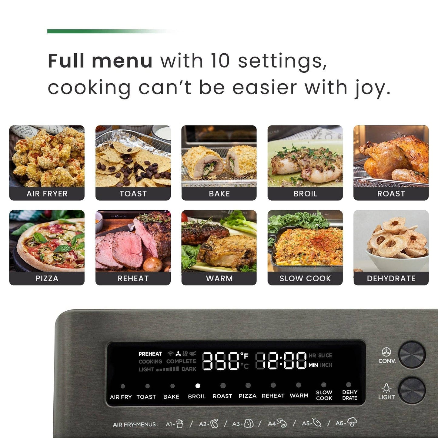 VAL CUCINA 10-in-1 Air Fryer  Toaster Oven -  Black Matte