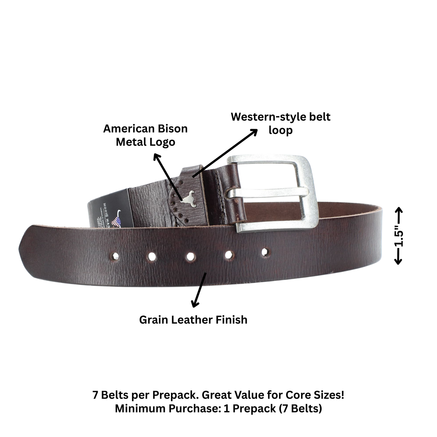 Grain Leather Belt w/ Western Loop & Metal Logo ABB 015