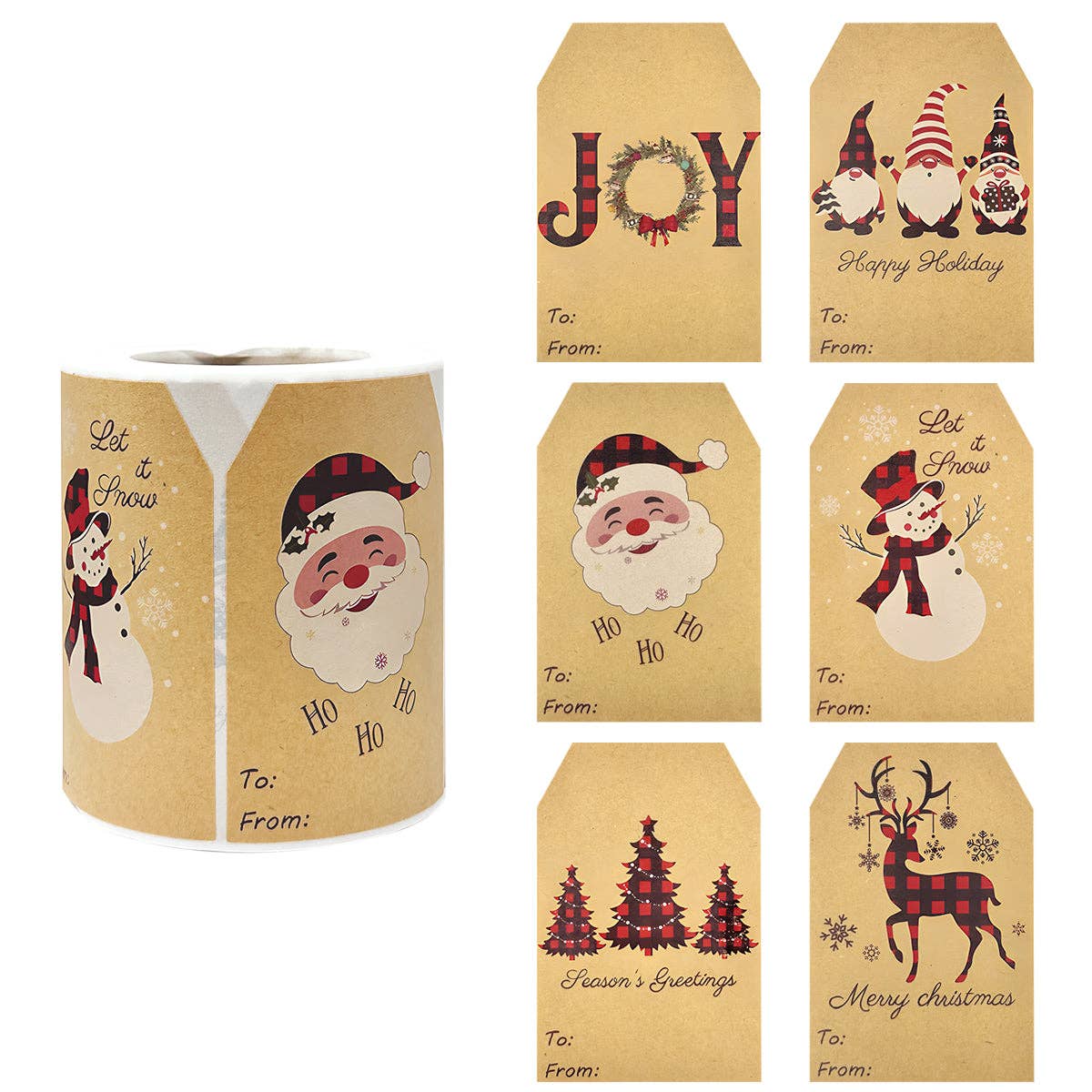 Wrapables Christmas Holiday Gift Tag Stickers and Labels
