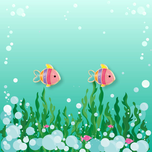 Glitter Rainbow Fish | Cutie Stud Earrings for Kids