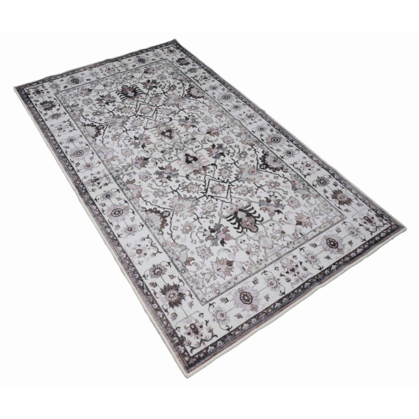 Bibb Home Washable Flannel Printed Accent Rug with Latex Bac